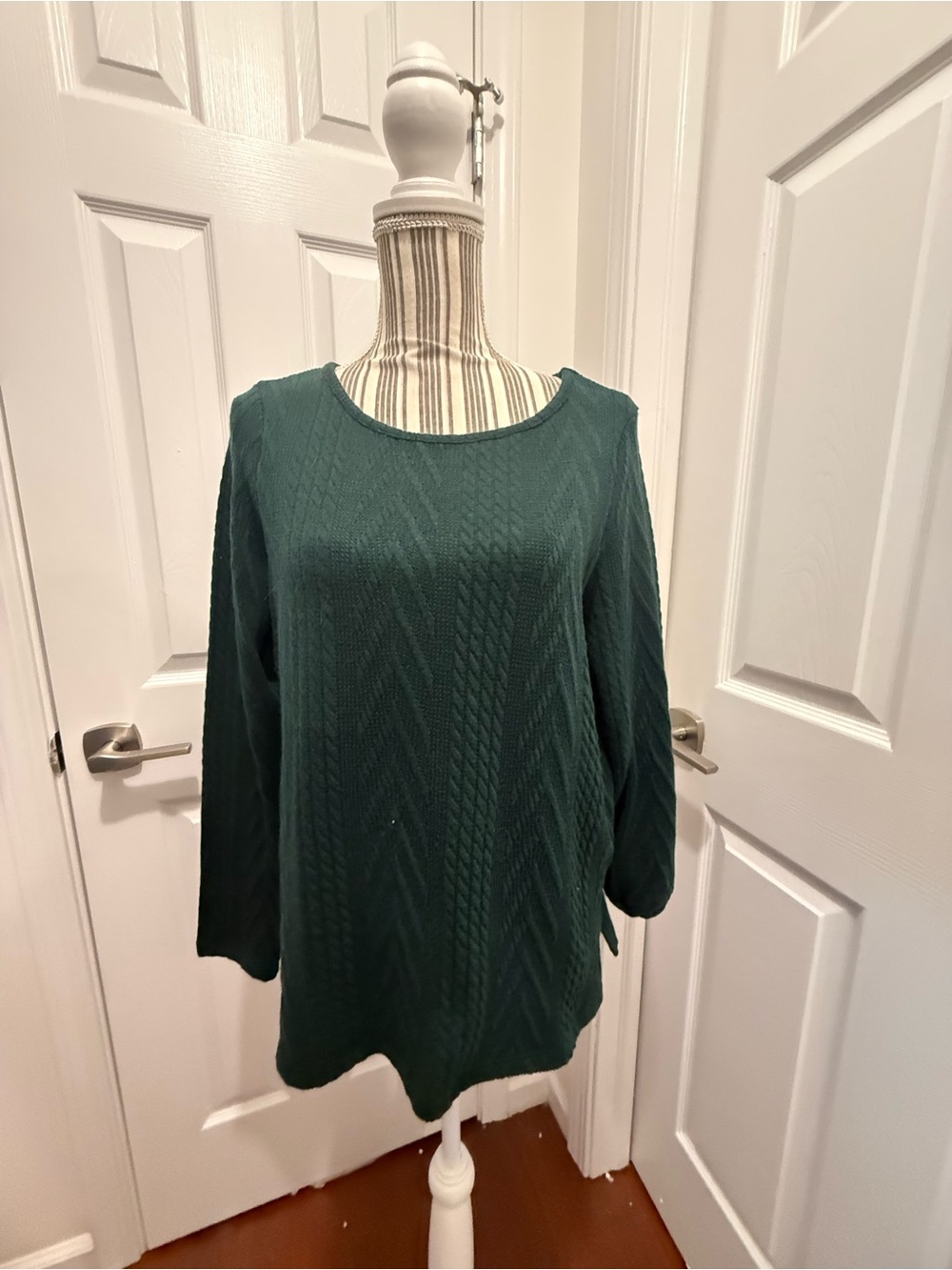 Grace & Lace Forest Green Cable Knit Sweater NWOT